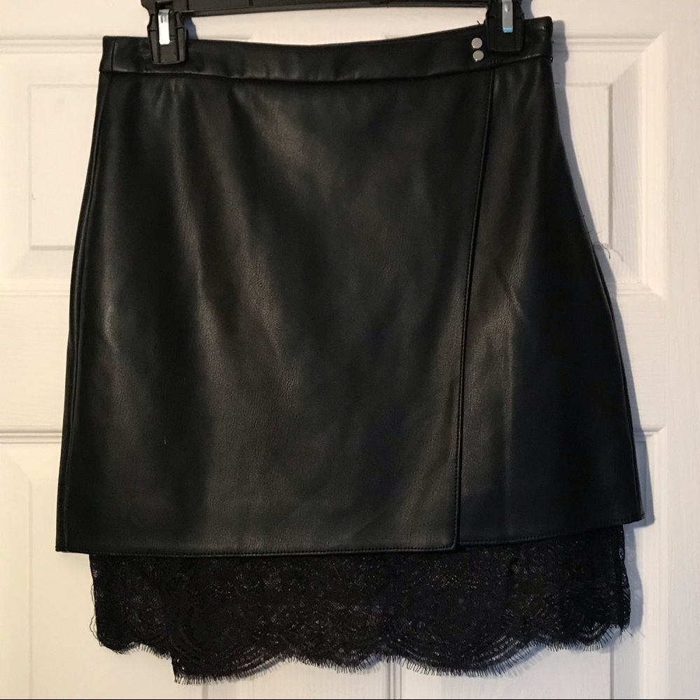 Decree Black Faux Leather Skirt